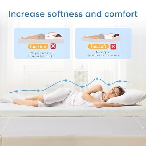 BedLuxury 3 Inch Cooling Mattress Topper Queen Size, Firm Gel Memory Foam Mattress Pad for Pressure Relief, High-Density Ventilated Bed Topper with Removable Cover 6