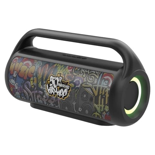 50th Anniversary of Hip Hop Bluetooth Speakers, Portable Wireless Speaker 40W Peak Power Boombox w HD Sound Lights, Water Resistant, 4H Playtime, TWS, BT 5.3, Outdoor, Home/Party/Beach/Travel/Camping