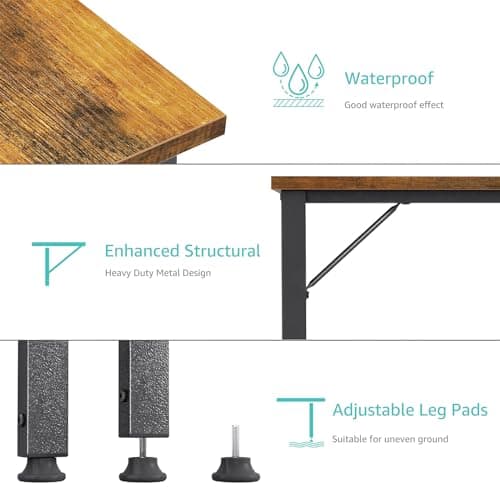 Lufeiya 40 inch Computer Desk with Power Outlet, 39 inch Teen Study Table Home Office Work Writing Desk with Charging Station Outlets Built in, Rustic Brown 6