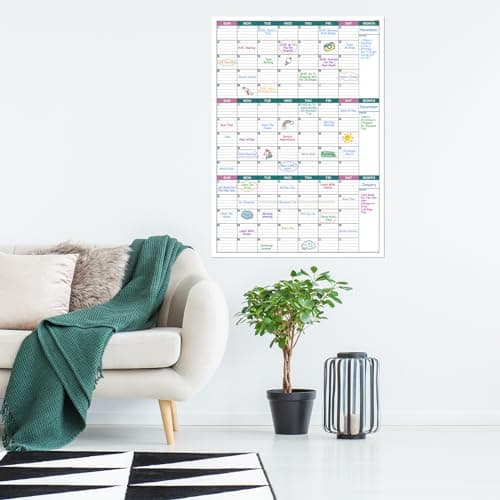 Large Dry Erase Calendar for Wall - Undated 3 Month Wall Calendar, 28" x 40"(Vertical), Wall Calendar Dry Erase for Home, Office, Classroom 8