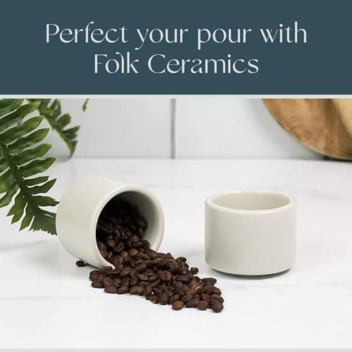 Folk Ceramics Leonard Ceramic Espresso Cups | Modern Stackable Demitasse Mugs for Espresso | Thick Walled, Handleless, Durable, Dishwasher & Microwave Safe | Set of 2, 3oz | Fog Grey 8
