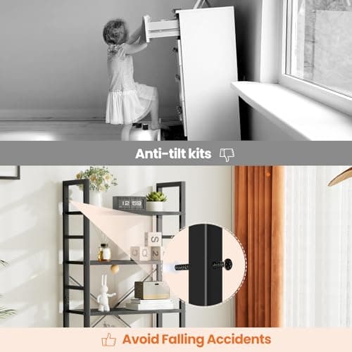 Sweetcrispy Book Shelf, 5 Tier Bookcase, Modern Tall Bookshelf for Garage Kit, CDs, Movies, Industrial Corner Storage Organizer for Bedroom Home Office Kitchen Living Room, Black 7