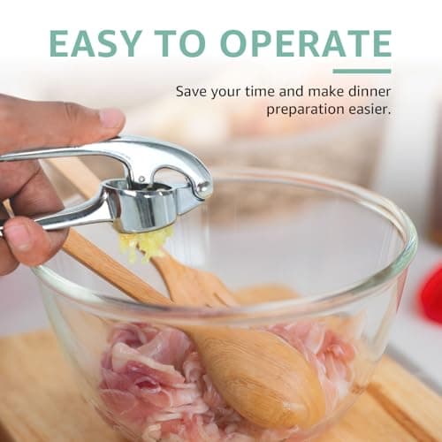 Garlic Press Crusher & Mincer – Easy Squeeze Ergonomic Handle, Heavy Duty Zinc Alloy, Dishwasher Safe, Includes Peeler & Cleaning Brush – Garlic Ginger Crusher Tool (Imperial Silver) 6