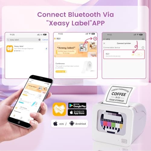 vretti BQ1 Bluetooth Label Maker Machine with Tape - Thermal Label Printer for Barcode Name Address Labeling Mailing Home Office & Small Business, Compatible with Android & iOS Mobile Phones 5