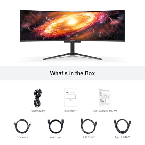 INNOCN 49" OLED Ultrawide Curved Monitor 5K2K 5120 x 1440p 144Hz, 0.03ms, Computer Monitor for AI PC, USB Type C 90W, HDMI 2.1, DisplayPort, USB Hub, Speakers, Adaptive-Sync, Adjustable Stand, Black 9