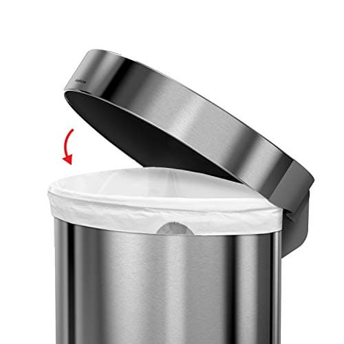 simplehuman 60 Liter Semi-Round Hands-Free Kitchen Step Stainless Steel Trash Can with Soft-Close Lid, Brushed 5