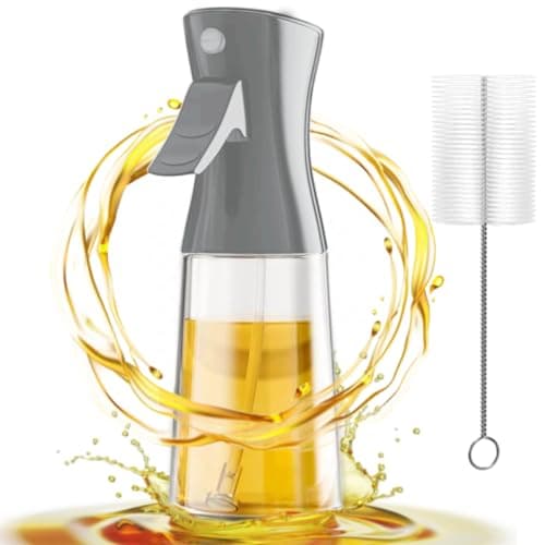 Leaflai Glass Olive Oil Sprayer with Brush, 180ml Oil Sprayer for Cooking - Thick Glass, Large Range, Spray Force,