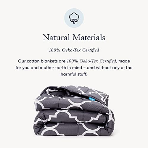 Luna Adult Weighted Blanket - 15 Lbs - 48x72 - Full Size Bed - 100% Oeko-Tex Cooling Cotton & Premium Glass Beads - USA Designed - Heavy Cool Weight for Hot & Cold Sleepers - Quatrefoil Silver - Grey 4