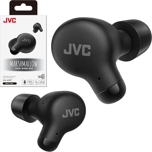 JVC Marshmallow True Wireless Bluetooth 5.3 Earbuds – 28H Battery, Memory Foam Earpieces for All-Day Comfort, IPX4 Water Resistant, Mic, Compact Case, for iPhone & Android