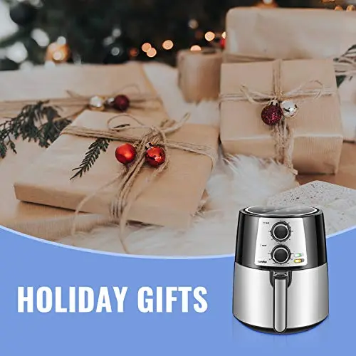 COMFEE' 3.7QT Electric Air Fryer & Oilless Cooker with 8 Menus and Timer & Temperature Control, Nonstick Fry Basket with Stainless Steel Finish, Auto Shut-off, 1400W, BPA & PFOA Free 8