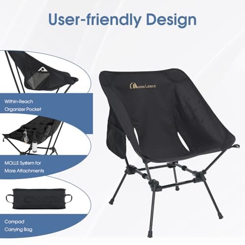 MOON LENCE Portable Camping Chair Plus, Larger & Roomier, Compact and Lightweight Still, Folding Chair for Backpacking & Hiking, 330Lbs Capacity 6