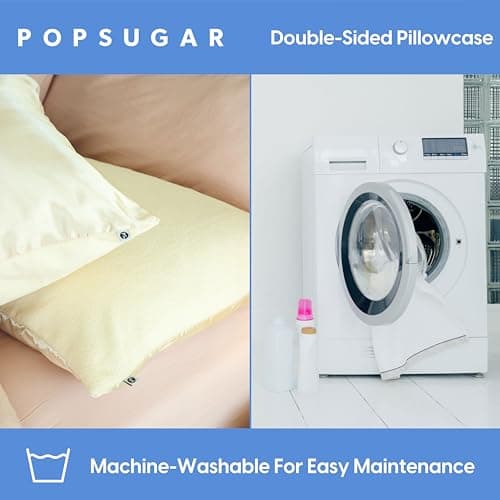 POPSUGAR Satin and Terry Cloth Double-Sided Pillowcase for Anti-frizz and Cooling, Standard Size Set of 2, for Hair and Skin, Queen and King, 20in x 26in 5