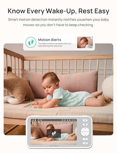 Dr.Care LumiView Smart WiFi Baby Monitor with 2 Cameras - 5" 1080P FHD & 2K Camera App Control, Privacy Mode, 5000mAh Removable Battery, Cry & Motion Alerts, HD Night Vision, Multi-User,1279ft Rang 5