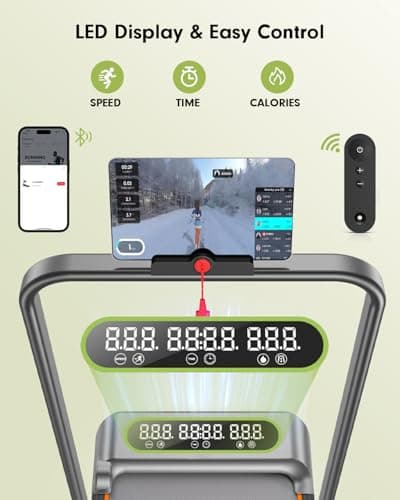 Foldable Treadmill with 10% Incline, 3.5HP Low Noise Walking Pad Treadmill with Handle Bar, Rayspace 4 in 1 Portable Under Desk Treadmills for Home/Office, 350 Lbs Capacity, APP & Remote Control 8