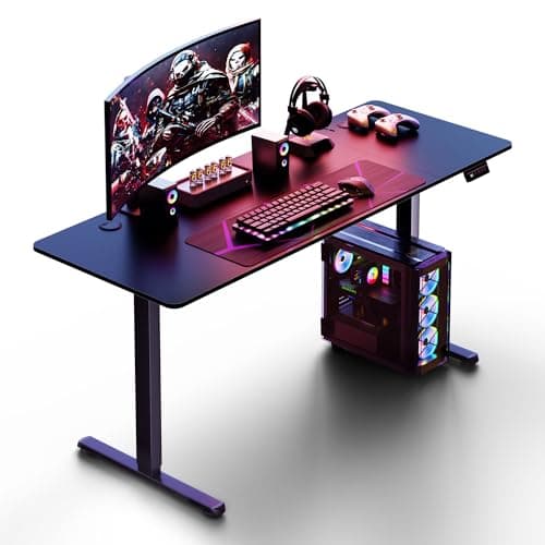 Shintenchi Standing Desk, 63x24 Inch Height Adjustable Electric Sit Stand up Desk, Ergonomic Rising Computer Table, Modern Lift Gaming Desk Workstation for Home Office, White