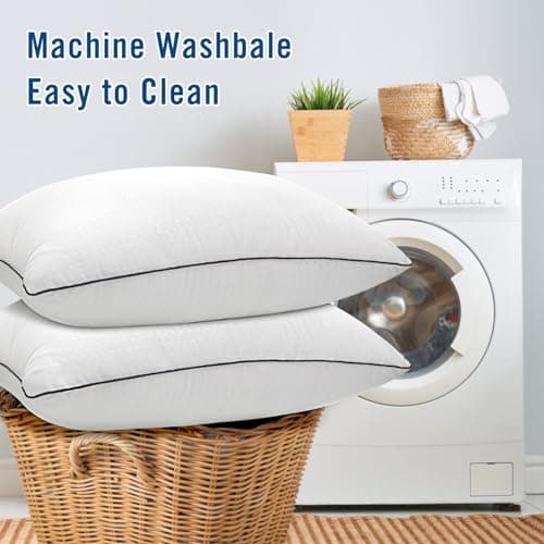 Higoom Standard Size Bed Pillows for Sleeping 4 Pack,Luxury Hotel Pillows,Comfortable and Supportive,Machine Washable,Suitable for Stomach,Back and Side Sleepers. 6