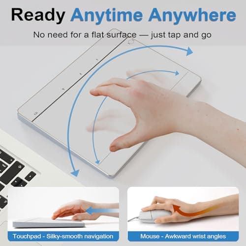 Tacti Trix Wireless Bluetooth Trackpad for Windows 10/11, Supports 3 Connection Modes, High-Precision Multi-Gesture Touchpad, Compatible with PC Laptop Computer 8
