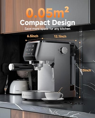 AMZCHEF Espresso Machine 20 Bar – Professional Coffee Maker with Milk Frother, Adjustable Temperature & Pressure, Compact Stainless Steel Espresso Maker for Cappuccino, Latte, Mocha, 44oz Water Tank 8