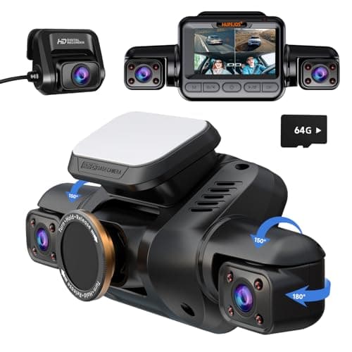 Dash Cam 4 Channel Front and Rear Inside, 360° Car Camera 4K UHD, Dash Camera for Cars Built-in Wi-Fi GPS, Dashcam Free 64GB Card, Voice Control, CPL Filter, WDR Night Vision, 24H Parking Mode(V8PLUS)