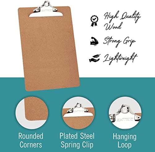 3 Clipboards, Legal Size Clipboard, 9" x 15.5" Clipboard, Clip Board with Metal Clip, Long clipboard, Large Sturdy Clip, Heavy Duty high Capacity Durable Wooden clipboard, Smooth Writing Surface 6