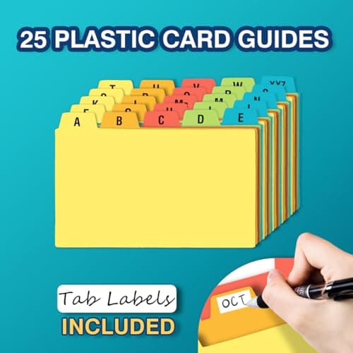 H4D 3x5 Index Card Holder with 100 Heavyweight Ruled Index Cards and 25 Plastic Dividers, Teal 5