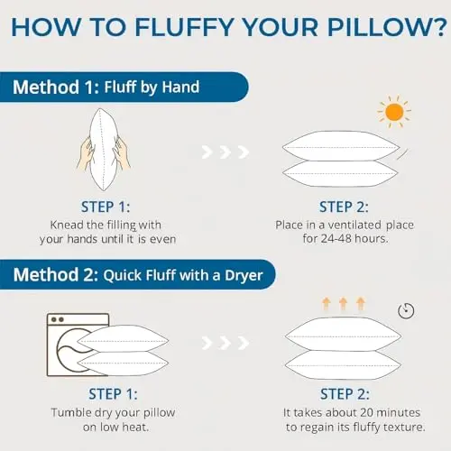 Sasttie Pillows Queen Size Set of 2, Bed Pillows for Side, Back, and Stomach Sleepers - Oeko-Tex Certified Down Alternative Plump Filling - Hotel Quality and Machine Washable, 2 Pack 9