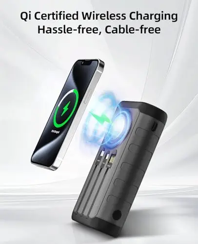 Solar Charger, 59800mAh Portable Power Bank for All Phones, Outdoor Waterproof Battery Pack Built in Hand Crank, 15W Wireless Charger 6 Outputs & 3 Inputs/LED Flashlights, Perfect for Camping Travel 8