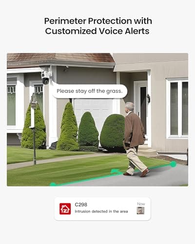 ZOSI C298 4MP Dual-Lens(2MP+2MP) Wired WiFi PT Plug-in Security Camera Outdoor, 360 View Pan/Tilt Camera, Human/Vehicle Detect, Color Night Vision, Spotlight Siren,Two-Way Talk, Memory Card Storage 5