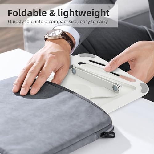 suptek Laptop Stand for Desk, Adjustable Computer Notebook Stand with 360° Rotating Base, Ergonomic Laptop Riser for Collaborative Work, Foldable & Portable Laptop Stand,fits for 11-17" Laptops,White 5