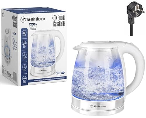 220 Volt Kettle - Cordless - 1.7 Liter - Glass Kettle - Bundle With Dynastar 220 Volts 240 Volts (Not For USE IN USA)