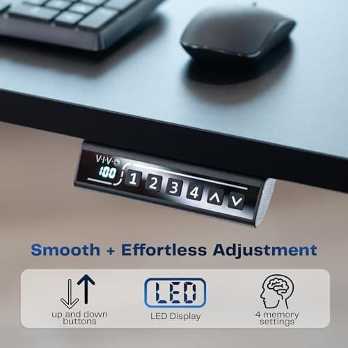 VIVO Electric 60 x 30 in Standing Adjustable Gaming Desk with Hidden Cable Trays, Full-Size Mouse Pad, Holds 220 lbs, Black Top Black Frame, DESK-KIT-1B6-P3B 6