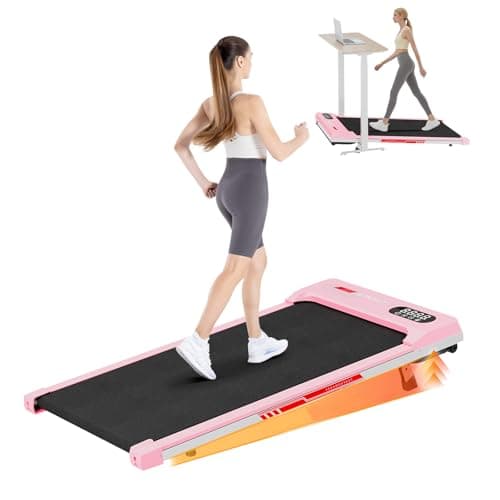 Gywowken Walking Pad with 5% Incline, Under Desk Portable Treadmill for Home Office 4 in 1, Ultra Quiet<45dB, Remote Control, 300+ LB Capacity, Pink