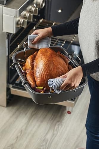 Circulon Nonstick Roasting Pan / Roaster with Rack - 17 Inch x 13 Inch, Gray 18