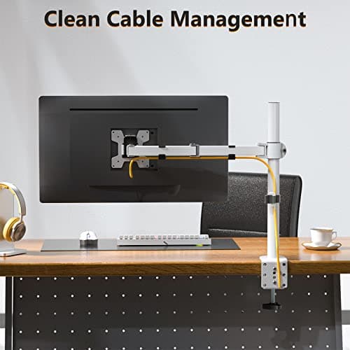 WALI Monitor Arm Mount for Desk, Single Computer Desk Mount, Monitor Bracket Mount Stand Single, up to 32 inch, 22 lbs (M001-W), White 7