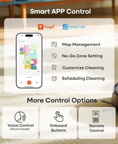 uninell Robot Vacuum and Mop Combo with Self-Emptying, Robotic Vacuum Cleaner 7000Pa & LiDAR Navigation, 180 Mins,90 Days Capacity, Home Mapping, for Pet Hair/Hard Floors/Carpets, App/Alexa Control 9