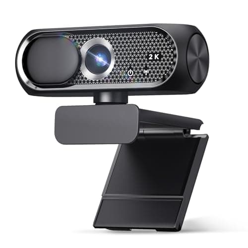 Shcngqio 2K Webcam with Microphone, Noise Cancellation, Privacy Cover, Wide-Angle Lens, Auto Light Correction, Plug & Play USB Webcam for Laptop, Desktop, PC, Mac, Zoom, Skype, Streaming (Black)