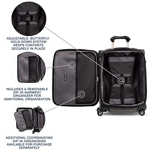 Travelpro Crew Versapack Softside Expandable 8 Spinner Wheel Carry on Luggage, USB Port, Men and Women, Jet Black, Carry on 21-Inch 5