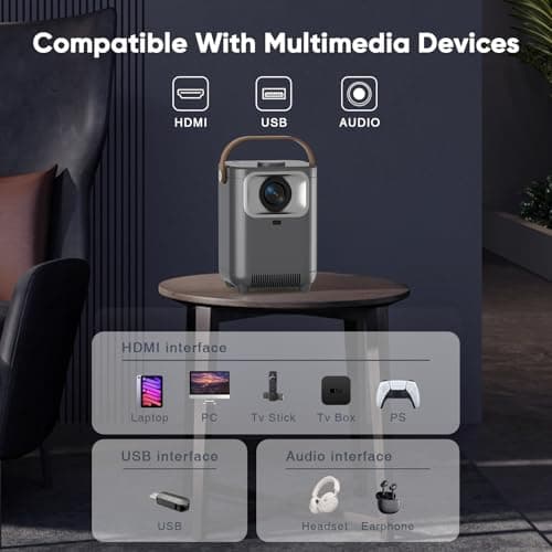 【Electric Focus & Auto Keystone】TMY Portable Projector with WiFi and Bluetooth, 1080P Projector with Zoom, Movie Projector for Phone/Laptop/TV Stick/HDMI/USB, Mini Projector for Bedroom or Outdoor 8
