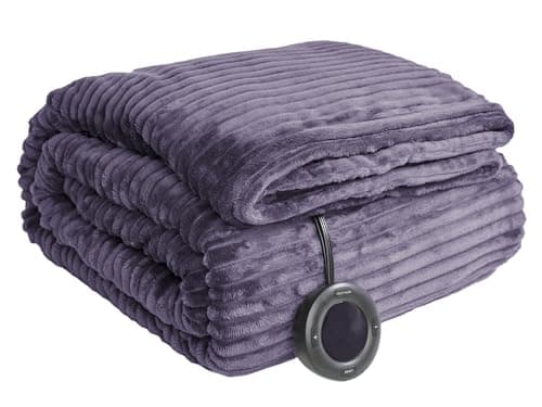 HOMISPRITE Heated Blanket Full Size 72"x84",ETL Certification- 10 Heating Levels Electric Blanket&1-10 Hour Auto Off,Heating Blanket with Dual Controller(Purple)
