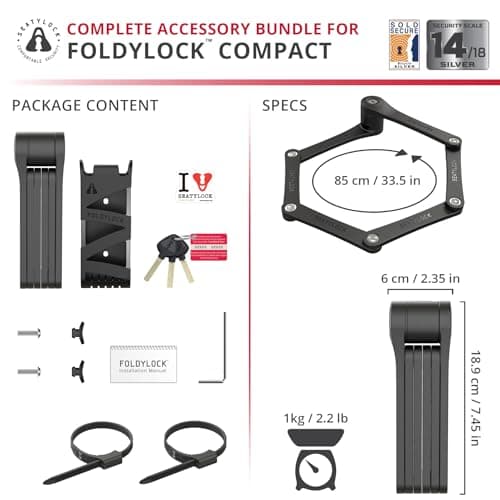 Seatylock FoldyLock Compact Folding Bike Lock - Award Winning Patented Lightweight High Security Bicycle Lock - Heavy Duty Anti Theft Smart Secure Guard with Keys & Case for Bikes or Scooters 6