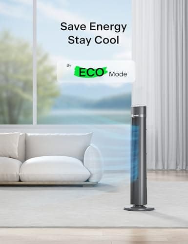 PELONIS 40-inch Bladeless Tower Fan for Bedroom, Standing Fan with Remote Control, 26ft/s, 90° Oscillation, 3 Speed Settings, 27 dB, 3 Modes, 15-Hour Timer, LED Display, Fan that Blows Cold Air, Black 8