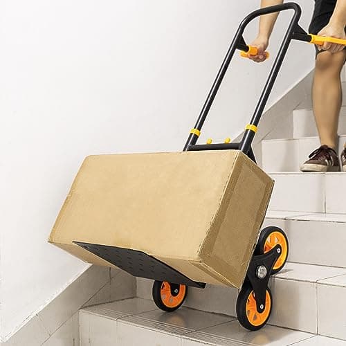 Mstge Stair Climbing Hand Truck Dolly, 2 in 1 Stair Climber Hand Truck Heavy Duty, 350 Lbs Capacity Stair Trolley Cart with 6 Rubber Wheels and Elastic Rope 6