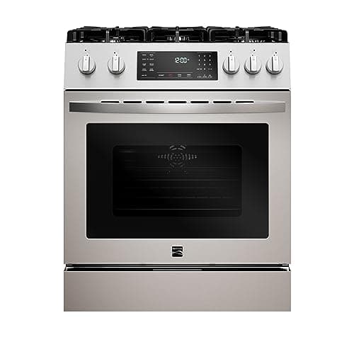 Kenmore Front Control Gas Range Oven with 5 Cooktop Burners, True Convection, Steam and Self Clean, Freestanding Stainless Steel Stove and Oven, 4.8 cu. ft. Capacity