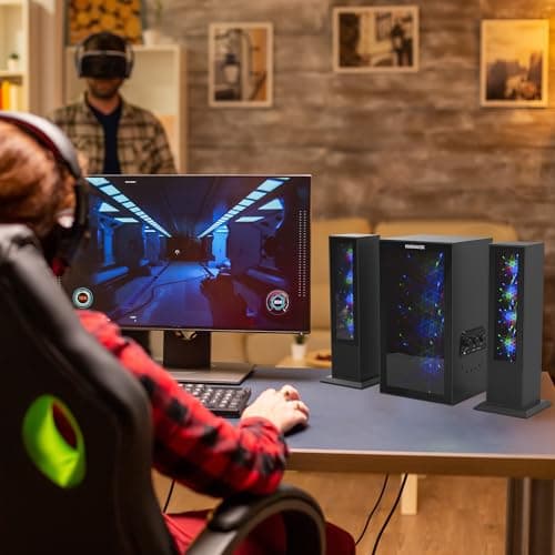 Magnavox MHT990 2.1 Home Entertainment System with Bluetooth Wireless Technology and Color Changing Lights in Black | AUX Port | Subwoofer with 2 Speakers | Pulsing Lights | 5