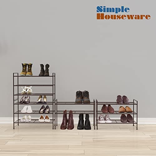 Simple Houseware 3-Tier Stackable Shoes Rack Storage Shelf, Bronze 5