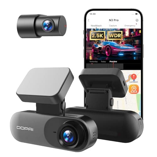 DDPAI 2.5K Dash Cam Front and Rear, 1600P+1080P Dual Dash Camera for Cars with APP, Built-in WiFi, Night Vision, 140° Wide Angle, WDR, 24H Parking Mode, G-Sensor, Support 256GB Max TF Card, N3 Pro
