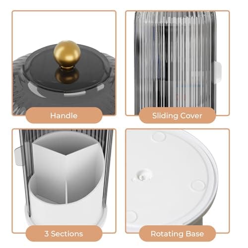 Toothbrush Holders with Sliding Lid for Bathroom Counter Organizer, Tooth Brush Toothpaste Holder for Bathroom Vanity Makeup Brushes Holder-White 9