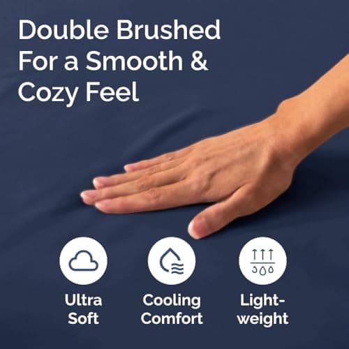 Queen Fitted Bed Sheet - Bottom Single Fitted Sheet Only - Soft Hotel Luxury Bedding w/ 8-16 Inch Deep Pockets - Breathable, Cooling & Wrinkle Free - Easy-Care, Fade and Shrink Resistant - Navy Blue 5