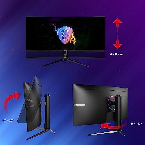 msi MAG342CQPV, 34" Gaming Monitor, 3440 x 1440 (UWQHD), VA, 100Hz, FreeSync, HDR Ready HDMI, Displayport, Tilt, Swivel, Height Adjustable,Pivot 5