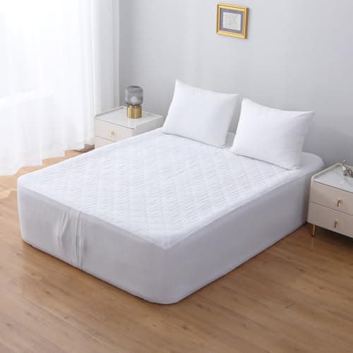 Full Air Bed Mattress Pad with 15-24 Inch Deep Pockets - Waterproof Protector for Warm Sleep & Cold Air Insulation,Perfect for Camping, Guest Bed, Pets & Overnight Visitors-White 8